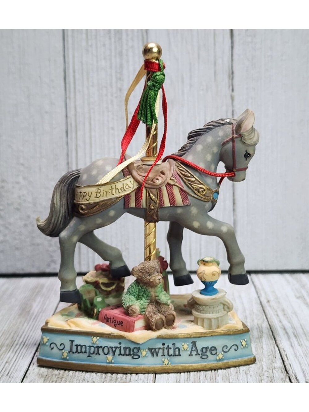 Vintage Enesco Heritage House Carousel Horse Statue 1999 Country Fair Collection